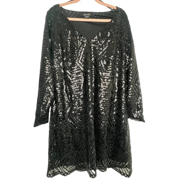 NWOT City Chic Sequin Mini Cocktail Dress 20 - Picture 2 of 9